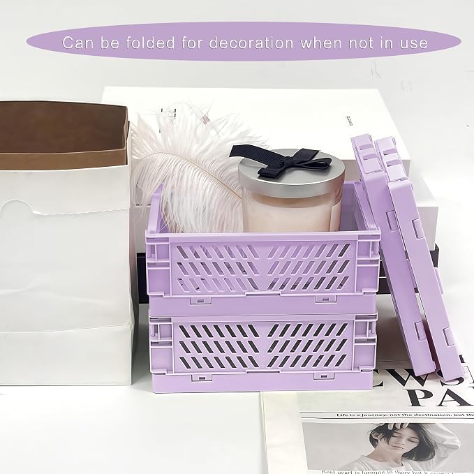 6 Pack Mini Foldable Small Plastic Baskets - Image 7