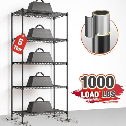 REIBII 5 Tier Storage Shelves Adjustable Wire Rack Shelving, Kitchen Shelves - Image 5