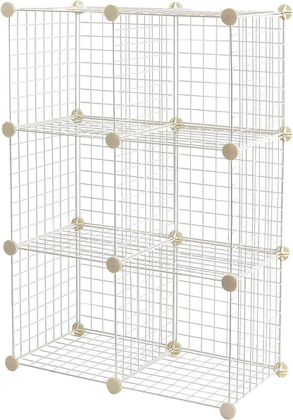 Amazon Basics 6 Cube Wire Grid Stackable Storage Shelves, 12.6 x 26 x 38 inches by AmazonBasics