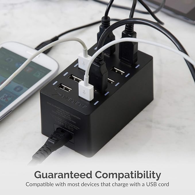 SABRENT 60W 10-Port USB Charging Station, Auto-Detect | 12A family-sized - Image 5