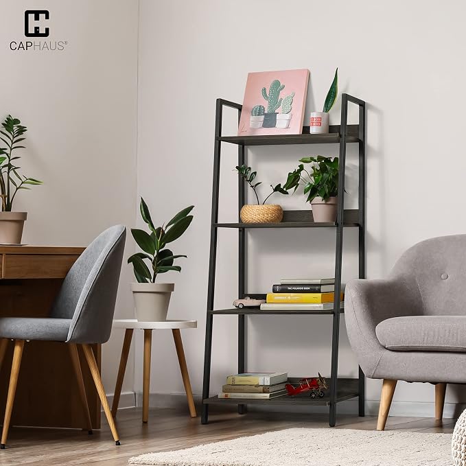CAPHAUS 4 Tier Ladder Bookshelf, 24 Inch Width Free Standing Shelf, Bookcase - Image 2