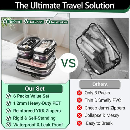6 Pack Black Clear Hard Shell Beauty Organizer, 1.2mm Heavy Duty Crush-Proof - Image 2