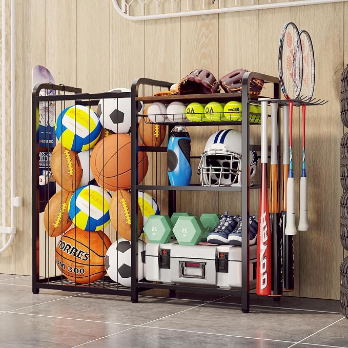 Garage Sports Equipment Organizer, Ball Storage by Homsorout