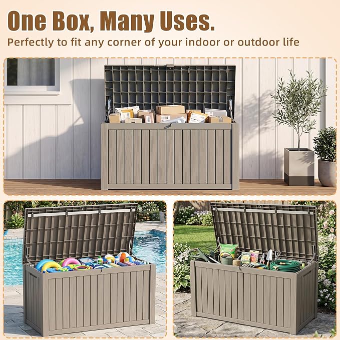 200 Gallon Outdoor Storage Box, Large Resin Deck Box, Waterproof Lockable - Image 4