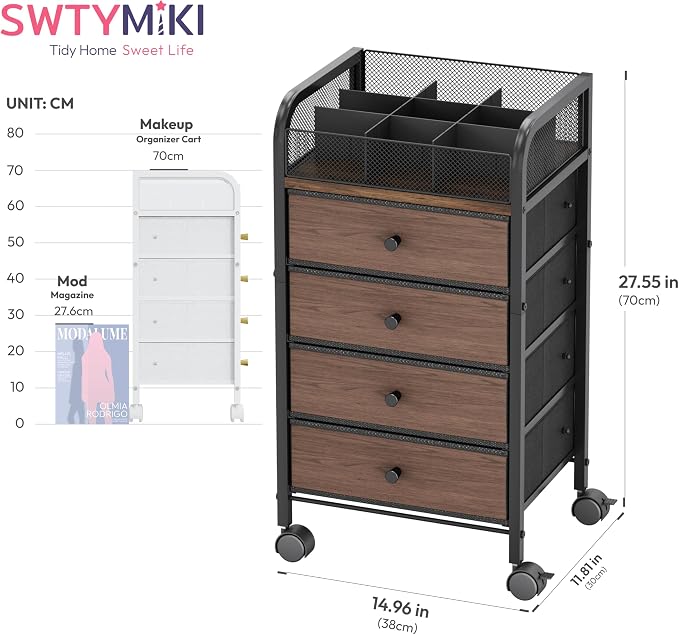 SWTYMIKI Rolling Makeup Organizer Cart - Image 2