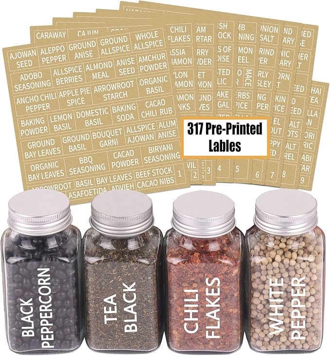 SWOMMOLY 25 Glass Spice Jars 6 oz Empty Square Spice Bottles - Image 2