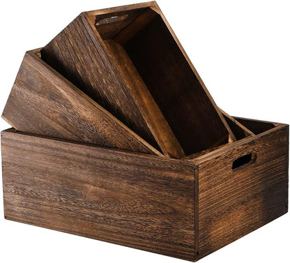 Frcctre Set of 3 Wood Nesting Storage Crates - Image 3