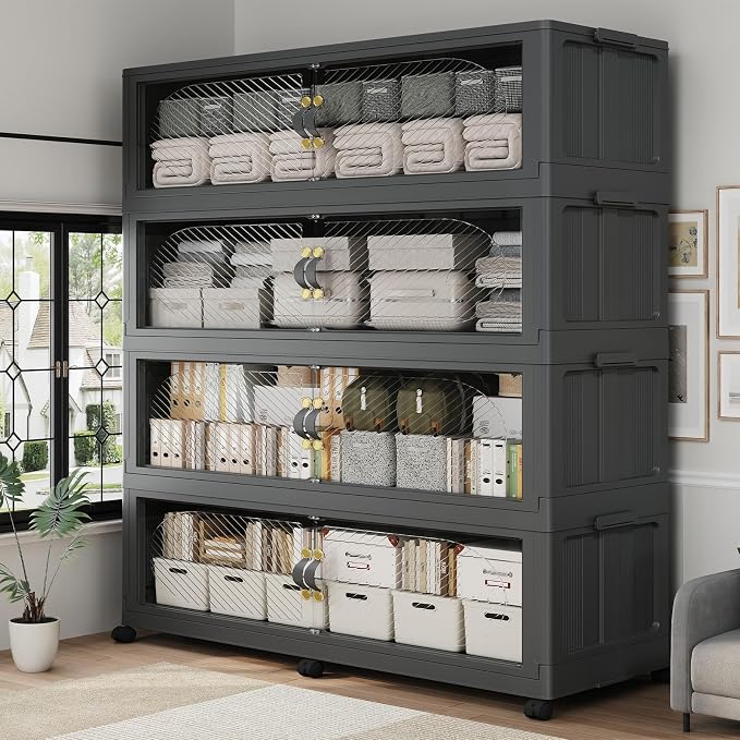 320Gal/1280QT 4-Tiers Extra Large Stackable Storage Bins by Unknown