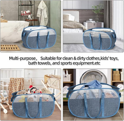 100L Collapsible Laundry Baskets, Tear Proof Pop Up Laundry Hamper - Image 8