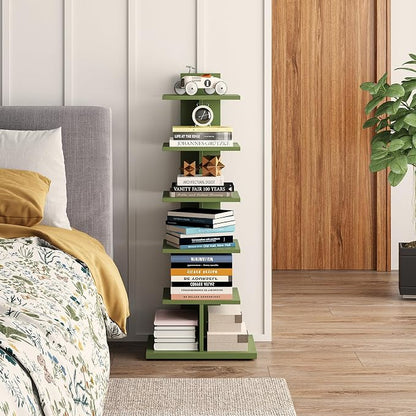 TUTOTAK Book Shelf, Narrow Spine Bookshelf, 6-Tier Bookcase - Image 6