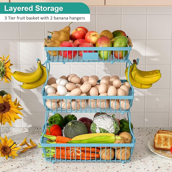 3 Tier Fruit Basket for Kitchen Counter - Image 3