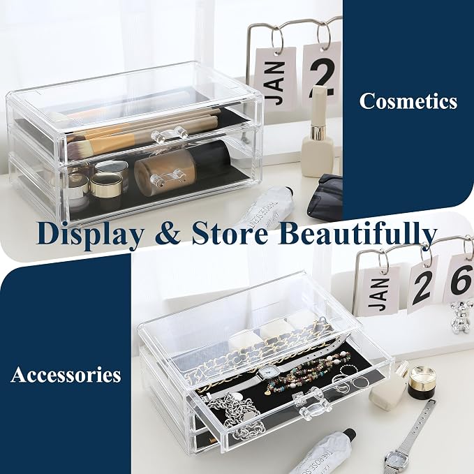 Sea Team 3-Tier Stackable Clear Makeup Organizer - Image 5