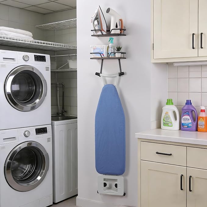 Ironing Board Hanger, 2-Layer Iron Holder Wall Mounted | Laundry Room Decor - Image 3