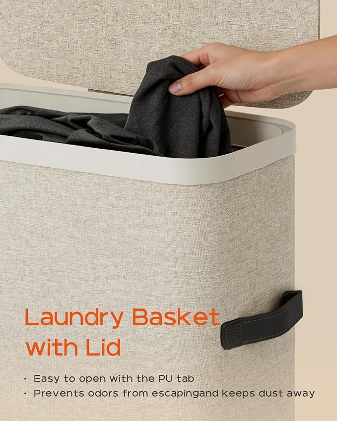 CASAMAYA Laundry Basket with Lid, Slim Laundry Hamper, 65L collapsible Laundry - Image 5