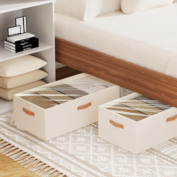 10 Inch 2 Pack Under Bed Storage Containers, 10 Inch Tall Underbed Clothes - Image 5