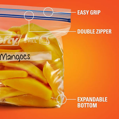 Hefty Press to Close Plastic Freezer Bags, Quart Size - Image 4