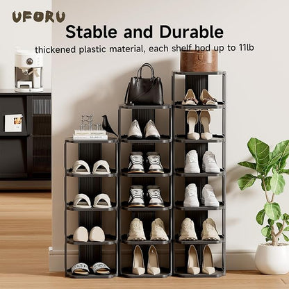 UFORU Small Shoe Rack, 5 Tier Plastic Vertical Shoe Rack - Image 5