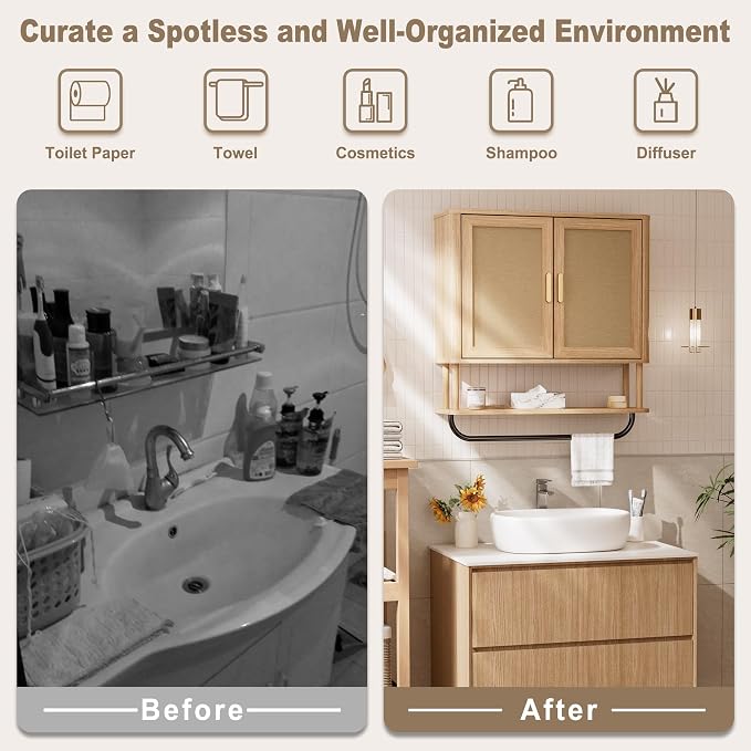 Rattan Bathroom Wall Cabinet - Image 4
