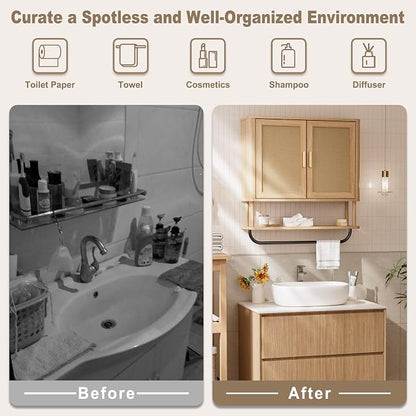 Rattan Bathroom Wall Cabinet - Image 4