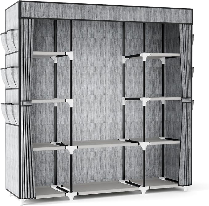 VTRIN Portable Closet Wardrobe for Hanging Clothes 57.3 Inch Large Capacity - Image 9