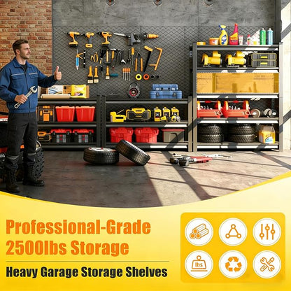 18" D Metal Garage Shelving, 5 Tier Adjustable Steel Storage Racks - Image 4