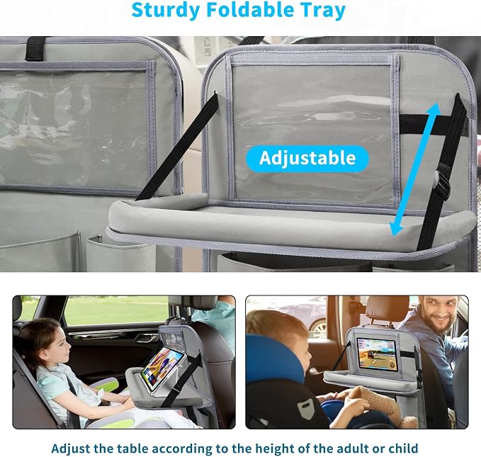 Car Backseat Organizer with Tablet Holder, 6 Storage Pockets Foldable Table - Image 4