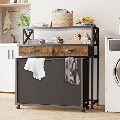 Laundry Hamper 3 Section, 150L Rolling Laundry Sorter Basket - Image 4