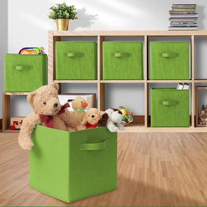 Casafield Set of 6 Collapsible Fabric Cube Storage Bins, Lime Green - Image 5