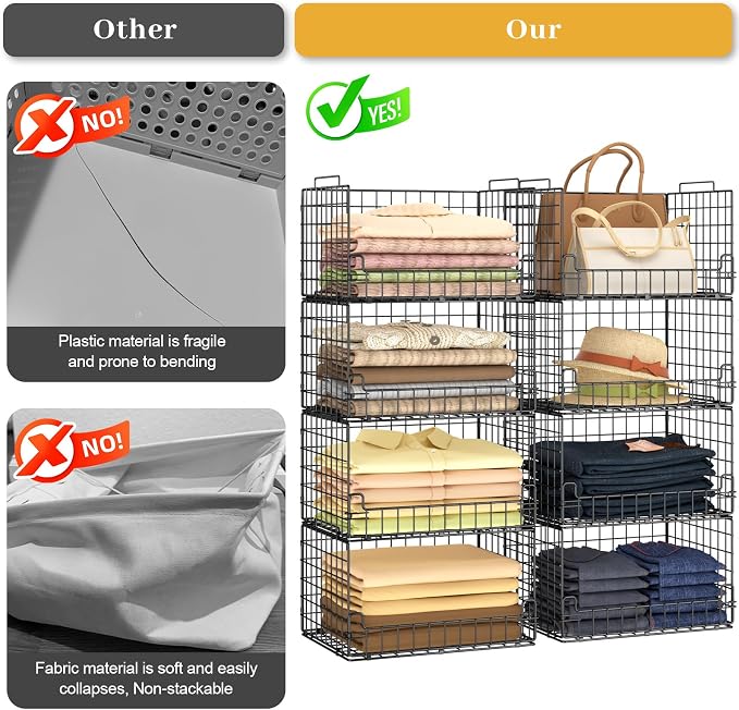 4-Tier Stackable Closet Organizers and Storage Basket - Image 3