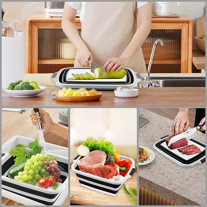 Collapsible BBQ Prep Tub with Cutting Board & Lid – 7.95 Gal / 30L Space-Saving - Image 4