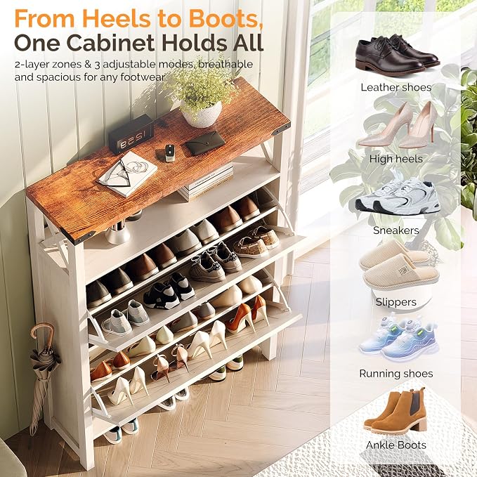 VINGLI Farmhouse Shoe Cabinet - Image 7