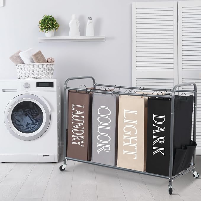 STORAGE MANIAC Laundry Sorter 4 Section, 47.8 Gal Laundry Hamper - Image 6