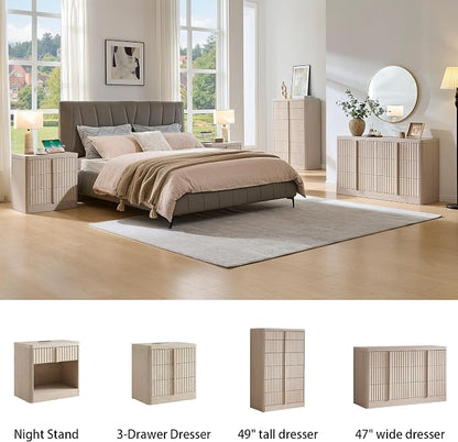 Fluted Dresser for Bedroom, Modern TV Stand Set, Curved Profile Design - Image 7