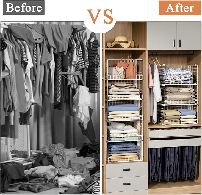 Yociyoga 5-Tier Stackable Closet Organizers and Storage Basket - Image 9