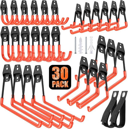 30 Pack Heavy Duty Garage Hooks, Solid Steel Wall Mount Hangers, by MIKRUI