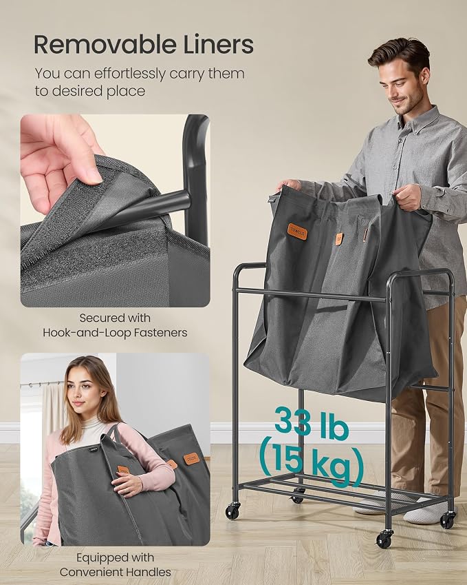 SONGMICS 3-Section Laundry Sorter, Laundry Hamper - Image 5