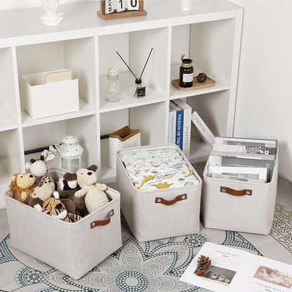 HNZIGE Large Fabric Storage Basket Organizers, Foldable Decorative Shelf Baskets - Image 6