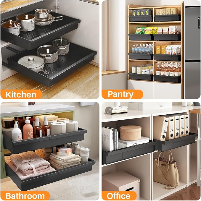 Pull out Cabinet Organizer, Adjustable Full-Extension Adhesive Roll out Shelves - Image 9
