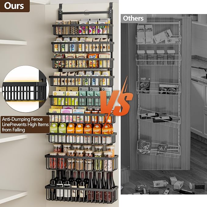 POKIPO 9 Tier Over The Door Pantry Organizer, 2 in 1 Wall Mount or Hanging - Image 8