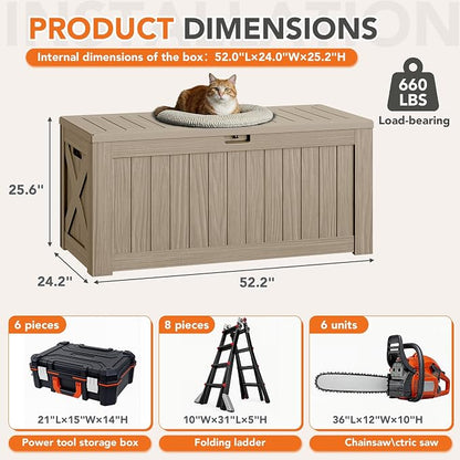 130 Gallon Deck Box Outdoor Indoor Waterproof Storage Box - Image 8
