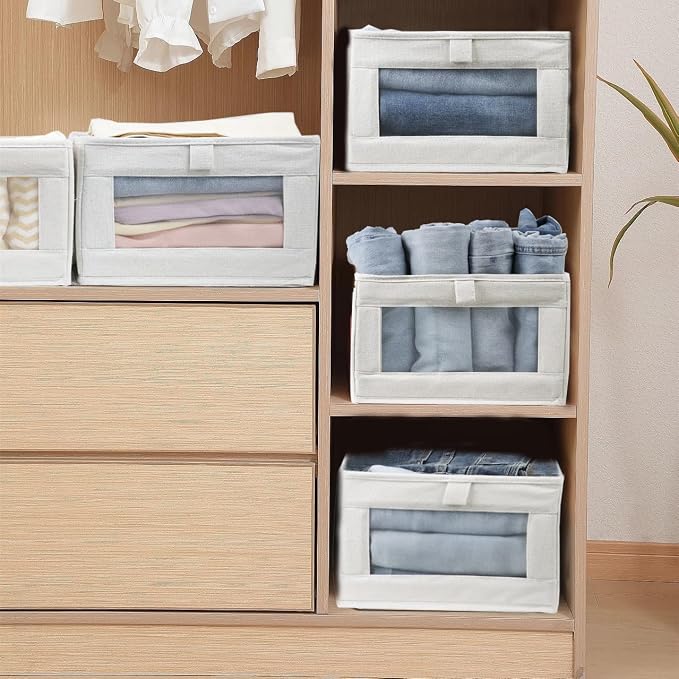 Fordonral 4 Pack Linen Storage Bins, Storage Containers - Image 5