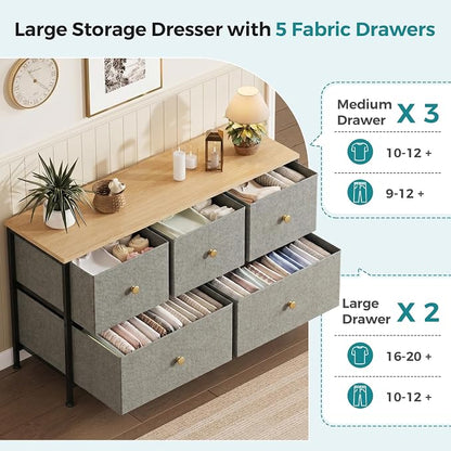 OLIXIS 5 Drawer Dresser for Bedroom, Storage Organizer Unit for Closet | Chest - Image 4