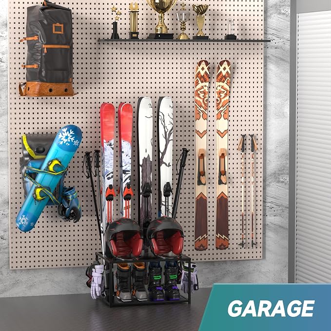 Freestanding Ski Holders for 4Pairs of Skis Ski Boot, Helmet and More, Storage - Image 6