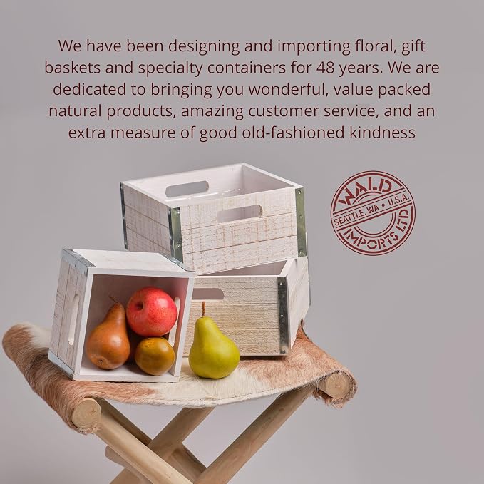 wald imports - Set of 3 White Washed Wooden Crates - Image 6