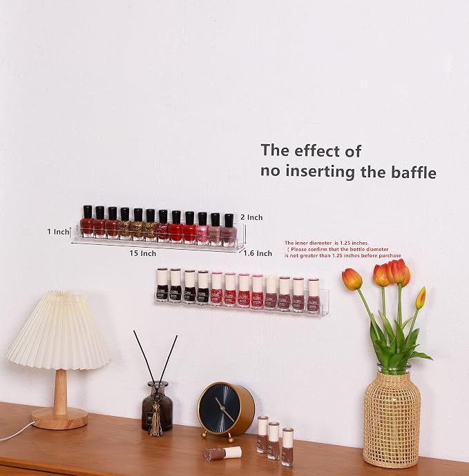 LikeU Nail Polish Rack Wall Mounted Shelf 4 Pack, 4 Tiers Floating Display - Image 3