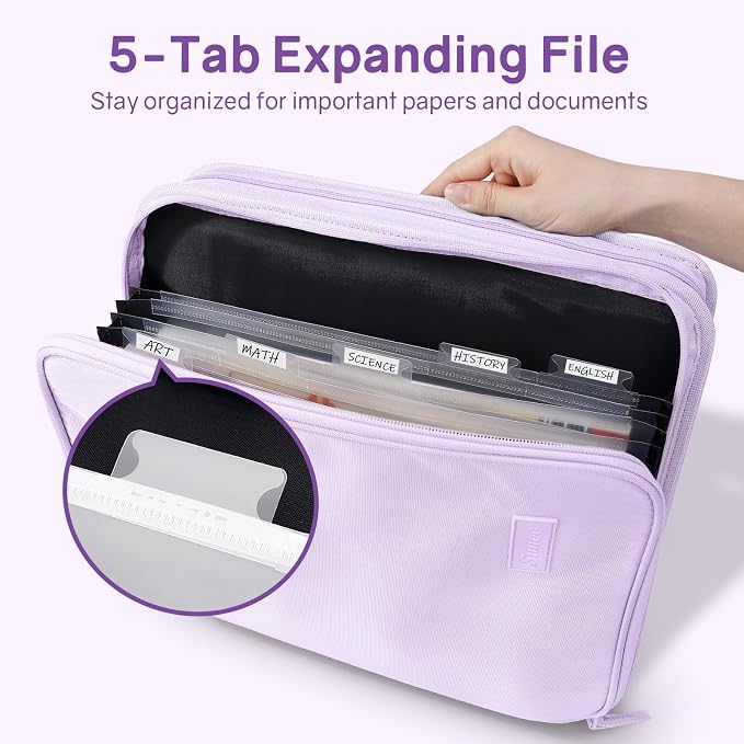 SUNEE Zippered Binder Bag with Handle, 2-Inch 3-Ring O-Ring, 500-Sheet Capacity - Image 2