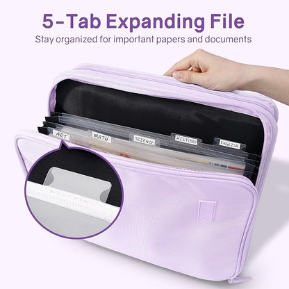 SUNEE Zippered Binder Bag with Handle, 2-Inch 3-Ring O-Ring, 500-Sheet Capacity - Image 2