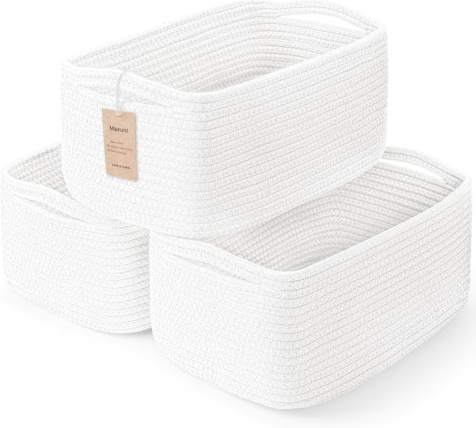 3-Pcs Shelf Baskets for Organizing, Closet Organizer Bins, Small Woven Baskets by MaxuniTechLife