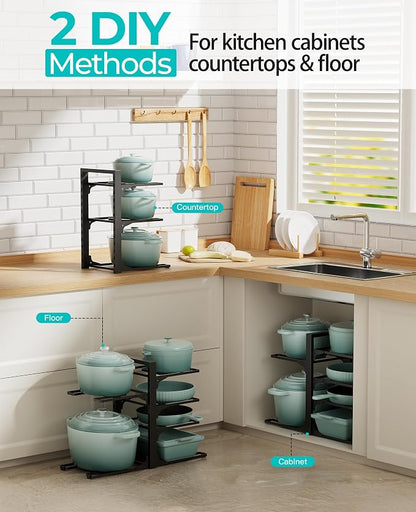 ORDORA Pots and Pans Organizer under Cabinet 13.78" Height, 6-Tier Kitchen - Image 3