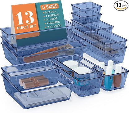 13 PCS Drawer Organizer Set, 5 Varied Size Bathroom and kitchen Drawer cabinet by StorMiracle